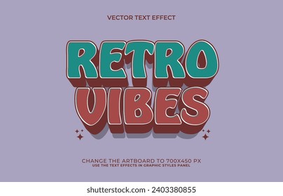 3d editable retro vibes text effect style