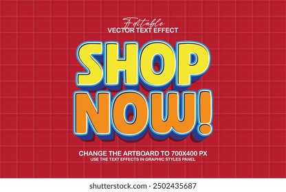 3d editable shop now text effect, trendy style text effect graphic style template