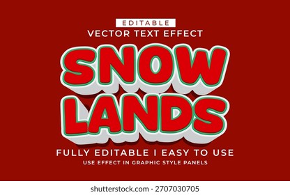 Plantilla de estilo de tipografía de efecto de texto de tierra de nieve editable en 3D