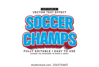 3d editable soccer champs text effect typograpy style template
