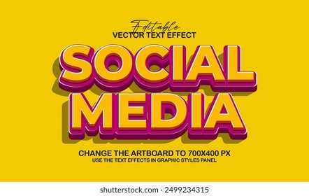 3d editable social media text effect, trendy style text effect graphic style template