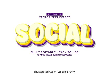 3d editable social text effect style template