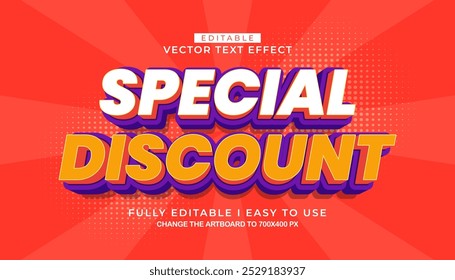 Estilo de efecto de texto de descuento especial editable en 3D