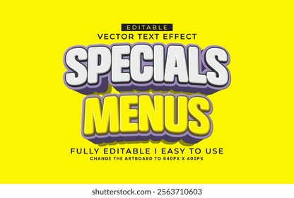 3d editable special menu text effect typograpy style template