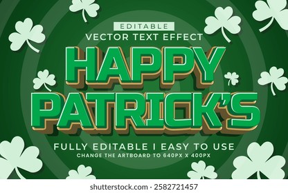 3d editable st patrick's day text effect typography style template