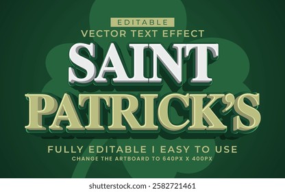 3d editable st patrick's day text effect typography style template