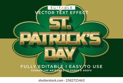 3d editable st patrick's day text effect typography style template