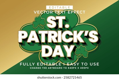 3d editable st patrick's day text effect typography style template