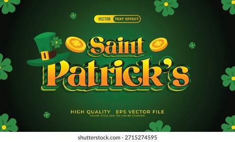 3d editável st Patrick's dia efeito de texto modelo de estilo de tipografia