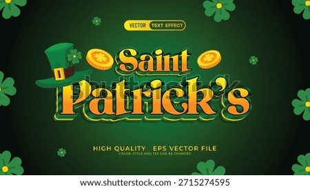 3d editable st Patrick's day text effect typography style template