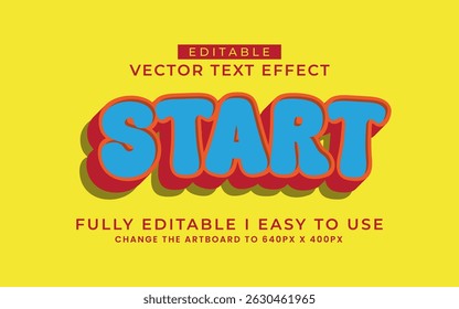 3d editable start text effect title graphic style template