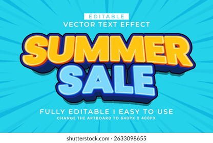 3d editável verão venda texto efeito tipografia estilo modelo