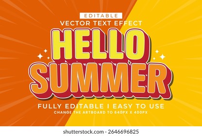 3d editable summer text effect typography style template
