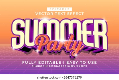 3d editable summer text effect typography style template