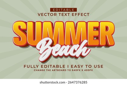 3d editable summer text effect typography style template