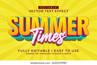 3d editable summer times text effect typography style template
