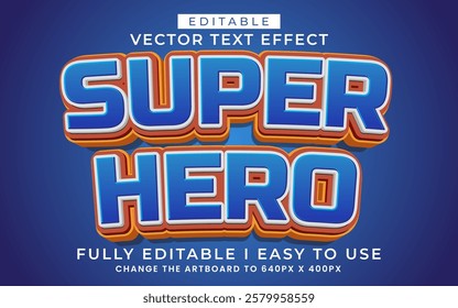 3d editable super hero text effect typography style template