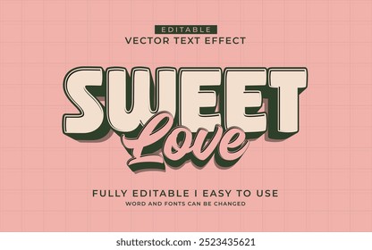 Plantilla de estilo de efecto de texto de amor dulce editable en 3D