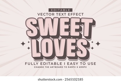 3d editable sweet love  text effect typography style template