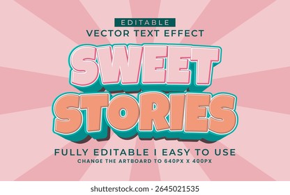 3d editable sweet stories text effect typography style template