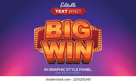 3D editable text effect big win theme