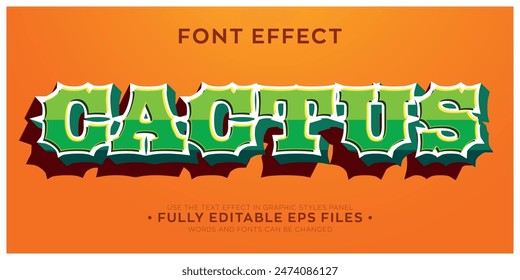 3d editable text effect with cactus font style 