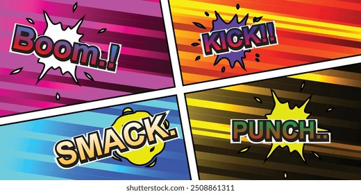 3d editable text effect with cartoon style comic panel and illustrated story for headline