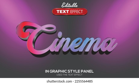 3D editable text effect cinema theme