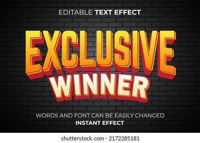 3d editable text effect. exclusive winner game text effect	