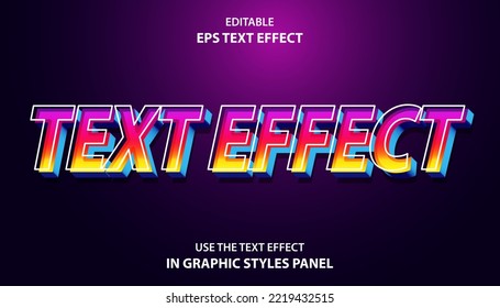 3D Editable Text Effect Gradient color with outline vector