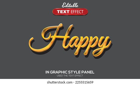 3D editable text effect happpy theme