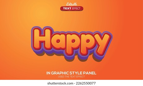 3D editable text effect happy theme