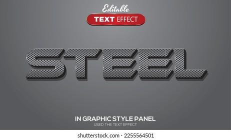 3D editable text effect steel theme