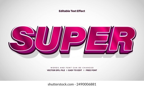 3d editable text effect - Super word theme style.