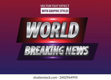 3d editable text effect template breaking news logo for news events or latest news headlines with old style metallic gradient.