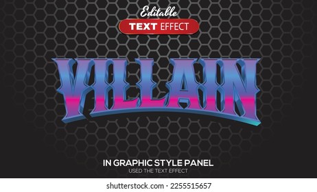 3D editable text effect villain theme