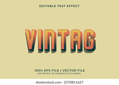 3D editable text effect in vintage style. Vintage text template