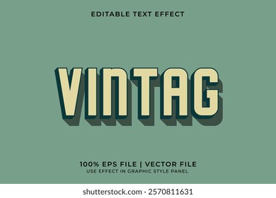 3D editable text effect in vintage style. Vintage text template