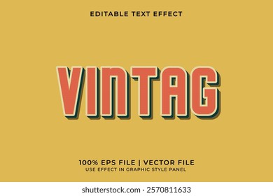 3D editable text effect in vintage style. Vintage text template