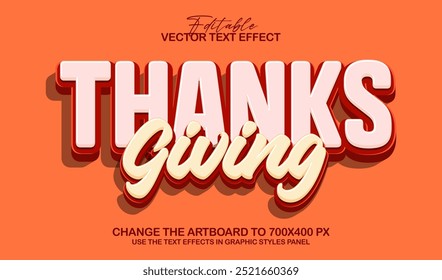 3d editable thanksgiving text effect title graphic style template