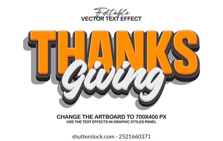 3d editable thanksgiving text effect title graphic style template