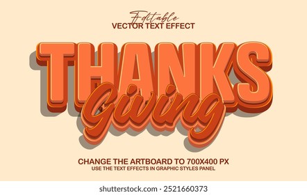 3d editable thanksgiving text effect title graphic style template