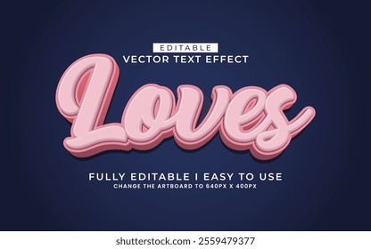 3d editable valentine day text effect typography style