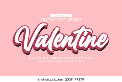 3d editable valentine day text effect typography style