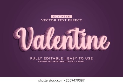 3d editable valentine day text effect typography style