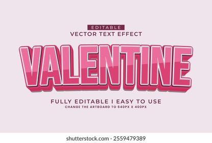 3d editable valentine day text effect typography style