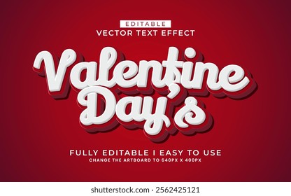 3d editable valentine day text effect typography style