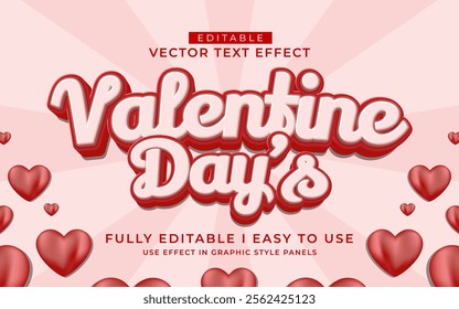 3d editable valentine day text effect typography style