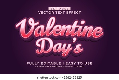 3d editable valentine day text effect typography style