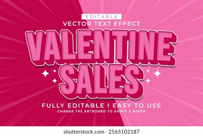 3d editable valentine sale text effect typography style template